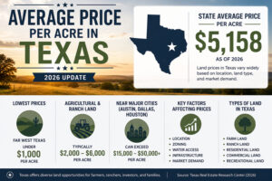 Average price per acre in Texas 2026